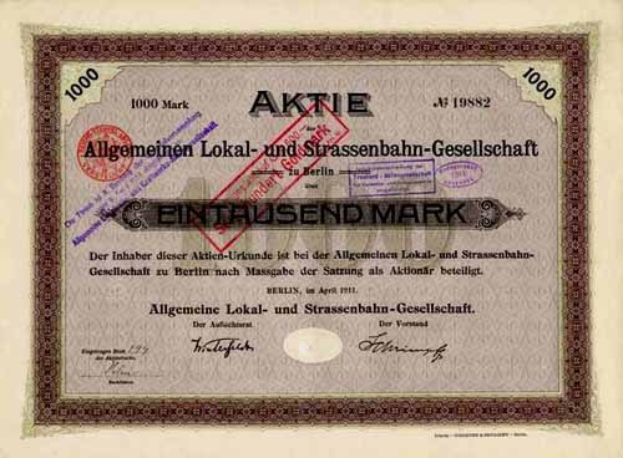 Alte deutsche Regierungsaktie mit gedrucktem Text und numerischen Figuren.