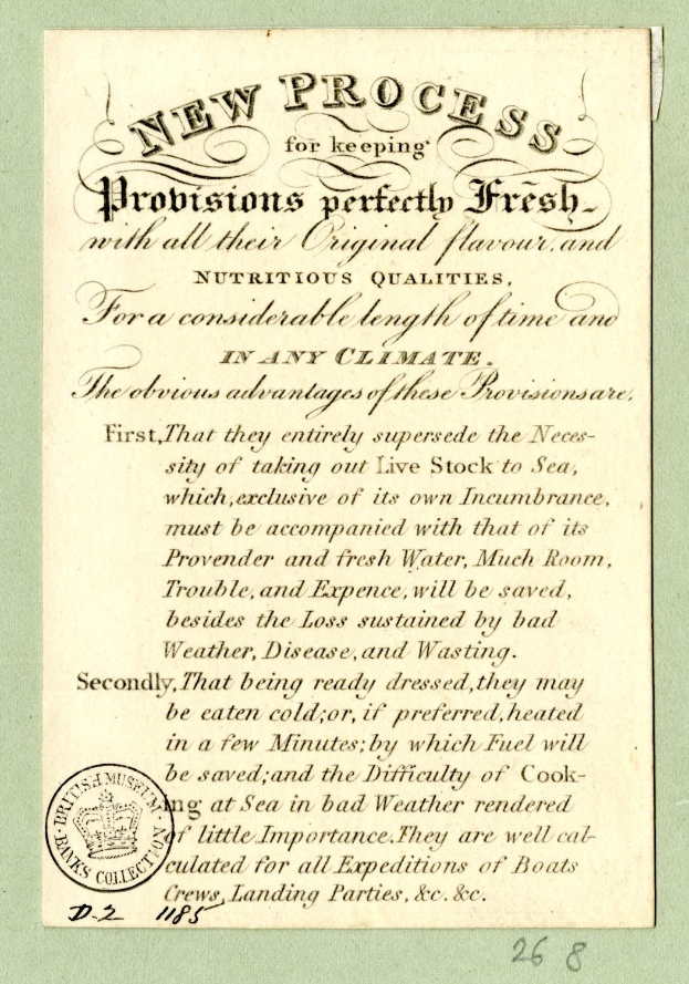 Papierdokument mit der Überschrift "Neues Verfahren zur perfekten Frischhaltung von Probiotika" mit einem Stempel auf der linken Seite.