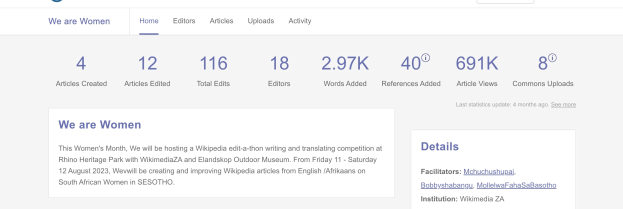 Screenshot einer Google-Suchergebnisseite für "we are women", die Text, Zahlen und eine Suchleiste anzeigt.