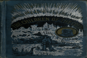 Ein Buch mit dem Titel "Die Kinder des Kalten" mit einem tiefblauen Cover, das eine weiße Silhouette einer Person in einem langen Mantel und Hut zeigt, die Arme ausgebreitet, vor einem sternenklaren Nachthimmel.