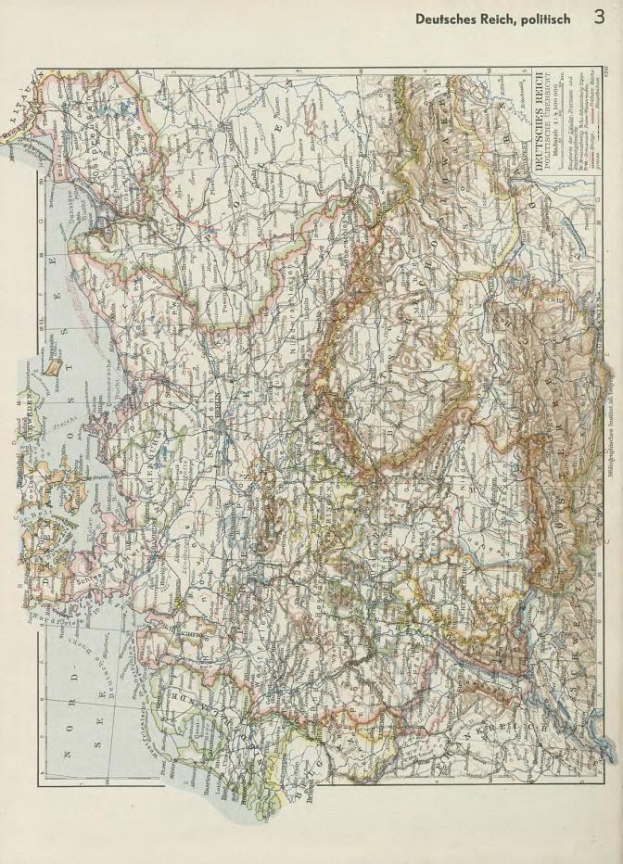 Alte Karte Deutschlands aus dem 19. Jahrhundert, die politische Grenzen zeigt, mit gedrucktem Text oben und unten auf altem Papier.